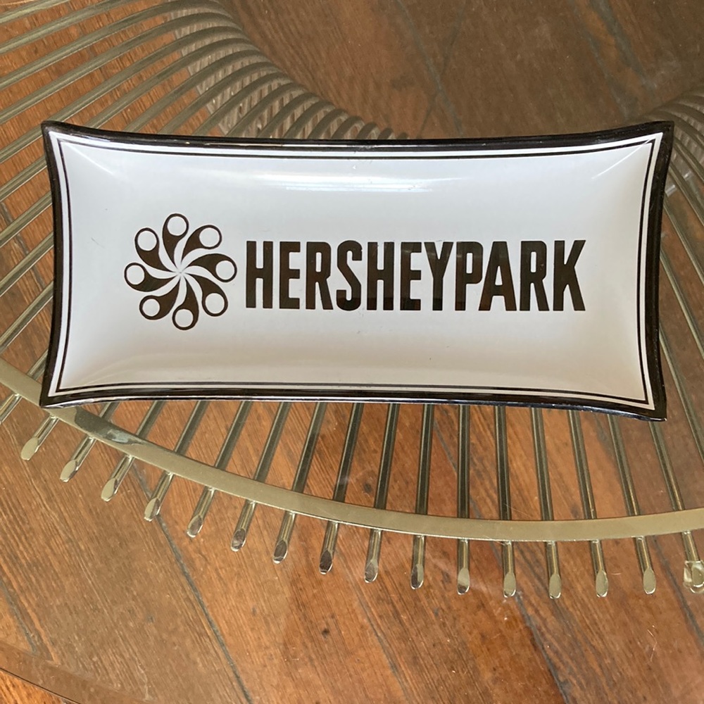 Vintage Hershey Park souvenir glass dish trinket tray